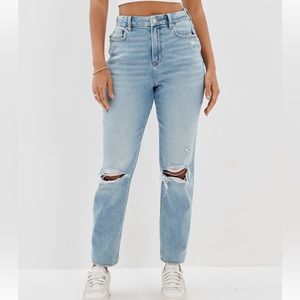 AE stretch ripped curvy mom jean